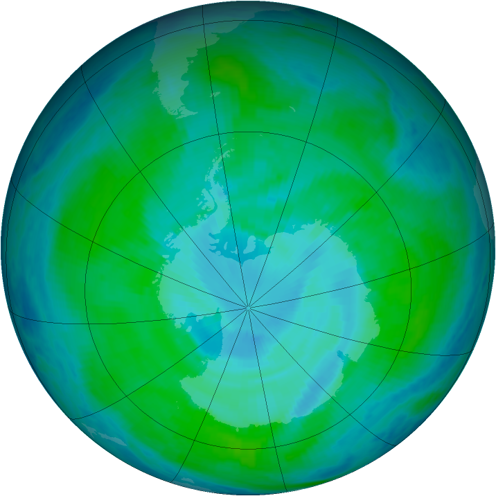 Antarctic ozone map for 04 January 1999